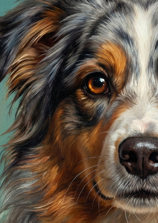 Zehn handgemalte Hundeillustrationen mit Herzmotiven in warmen Farben, geeignet für Kinderzimmer Poster, Postkarten oder Wandbilder