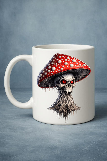 Vorschau eines gotischen Clipart-Sets: rote Pilze mit vielen Augen und Totenkopfdetails, 14 PNG-Dateien mit transparentem Hintergrund.