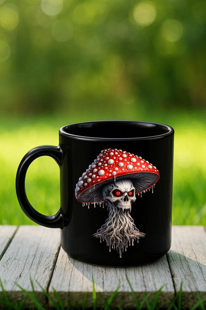 Vorschau eines gotischen Clipart-Sets: rote Pilze mit vielen Augen und Totenkopfdetails, 14 PNG-Dateien mit transparentem Hintergrund.