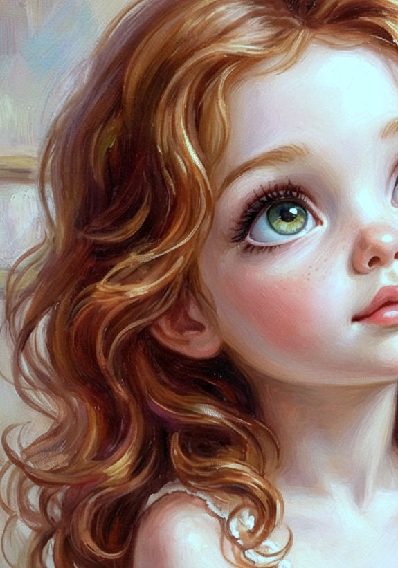 Ballerina Poster fürs Kinderzimmer mit Mädchen im Tutu, das Ballettschuhe in den Händen hält, in zarten Vintage-Pastellfarben.