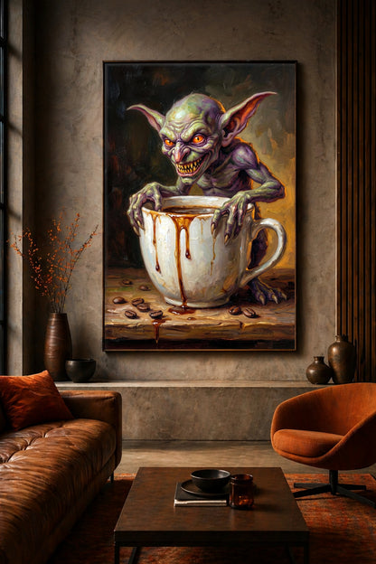 Coffee Goblin Poster – Digitaler Kunstdruck für Gaming Room Decor