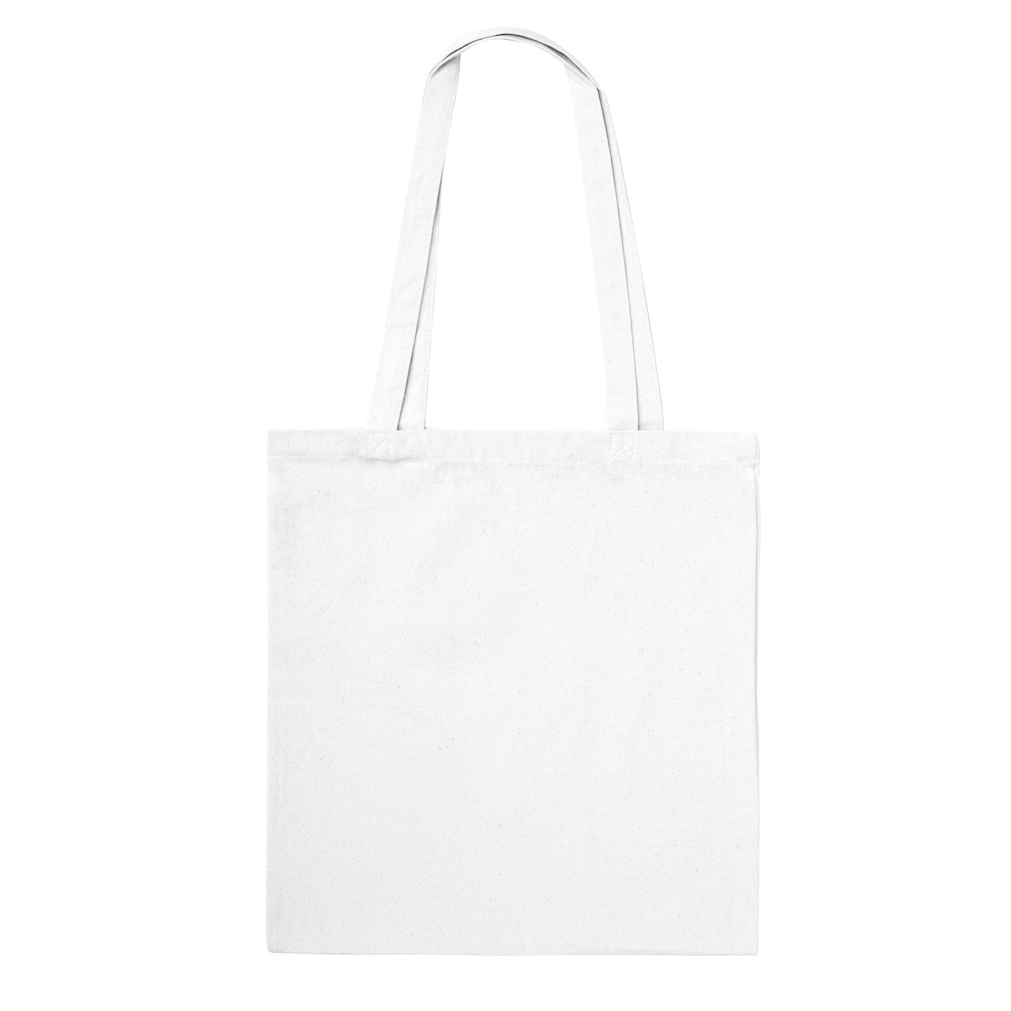 Baumwoll-Tote Bag mit Gartenzwerg und Tulpenmotiv, lange Henkel, verstärkte Nähte, erhältlich in Weiß oder Natur, nachhaltige Einkaufstasche.