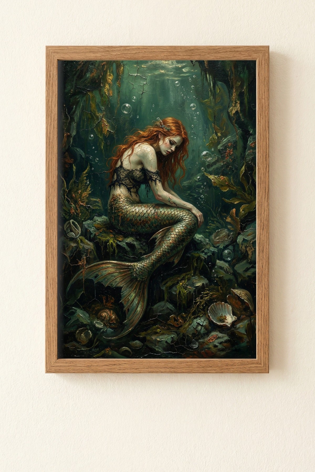 Die smaragdgrüne Sirene – Dark Folklore Kunstdruck (Ocean Core Wandbild)