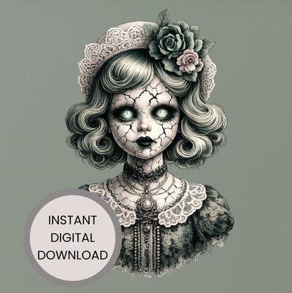 Digitales Clip-Art aus der Serie Haunted Dolls