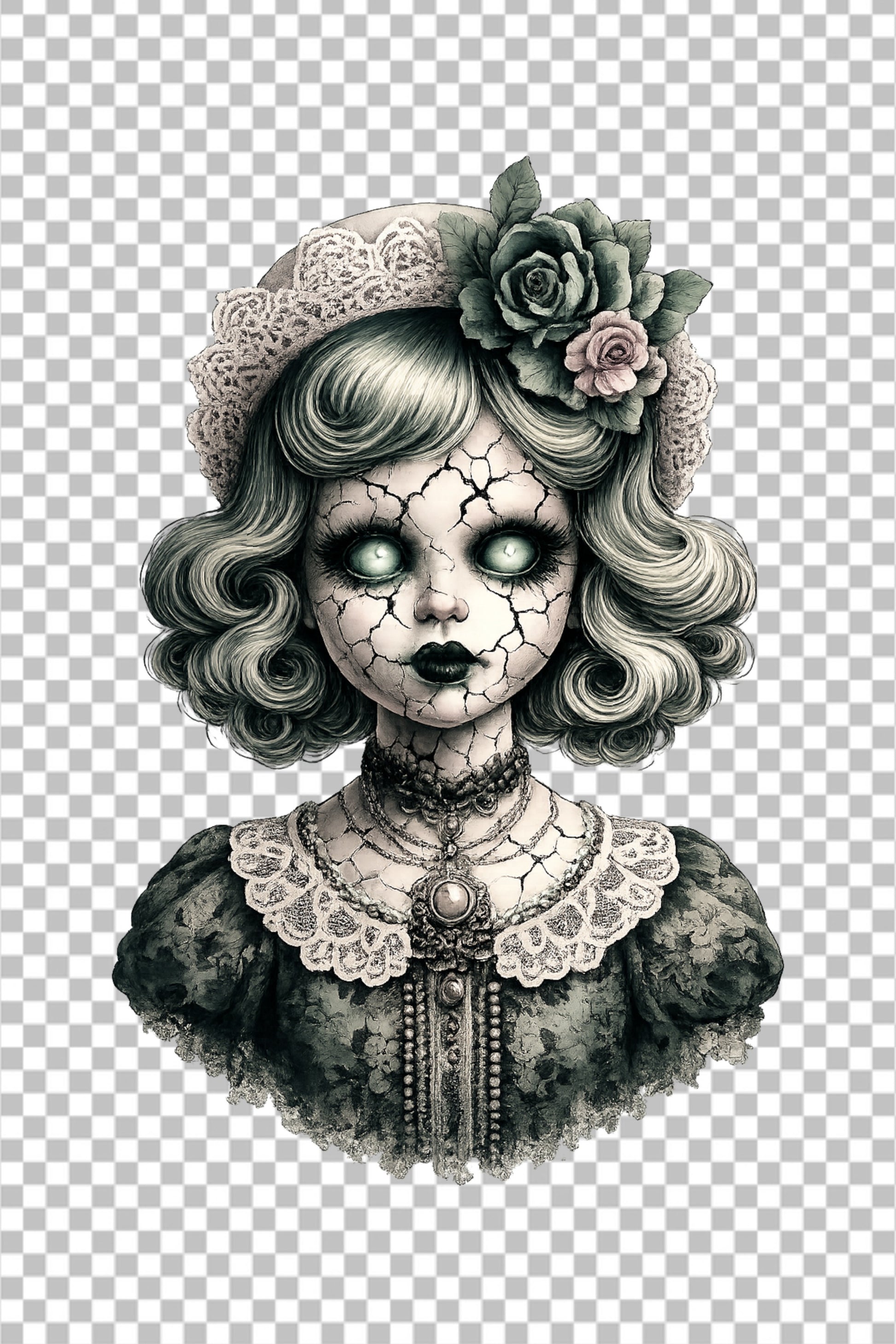 Digitales Clip-Art aus der Serie Haunted Dolls
