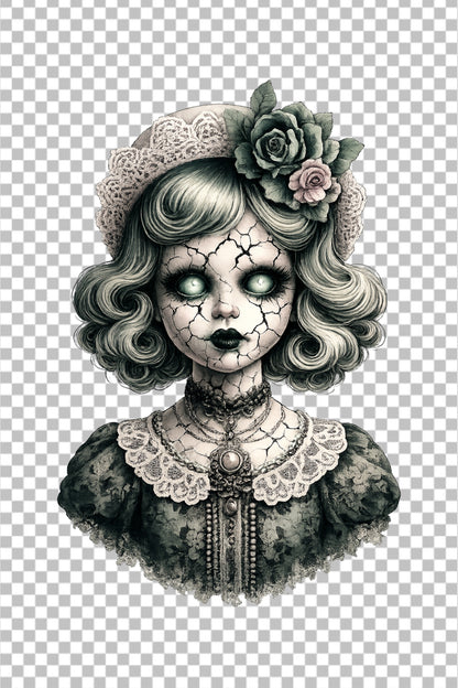 Digitales Clip-Art aus der Serie Haunted Dolls